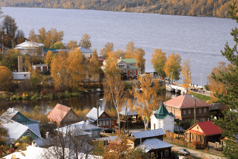 Вид на Плёс и Волгу с горы Левитана